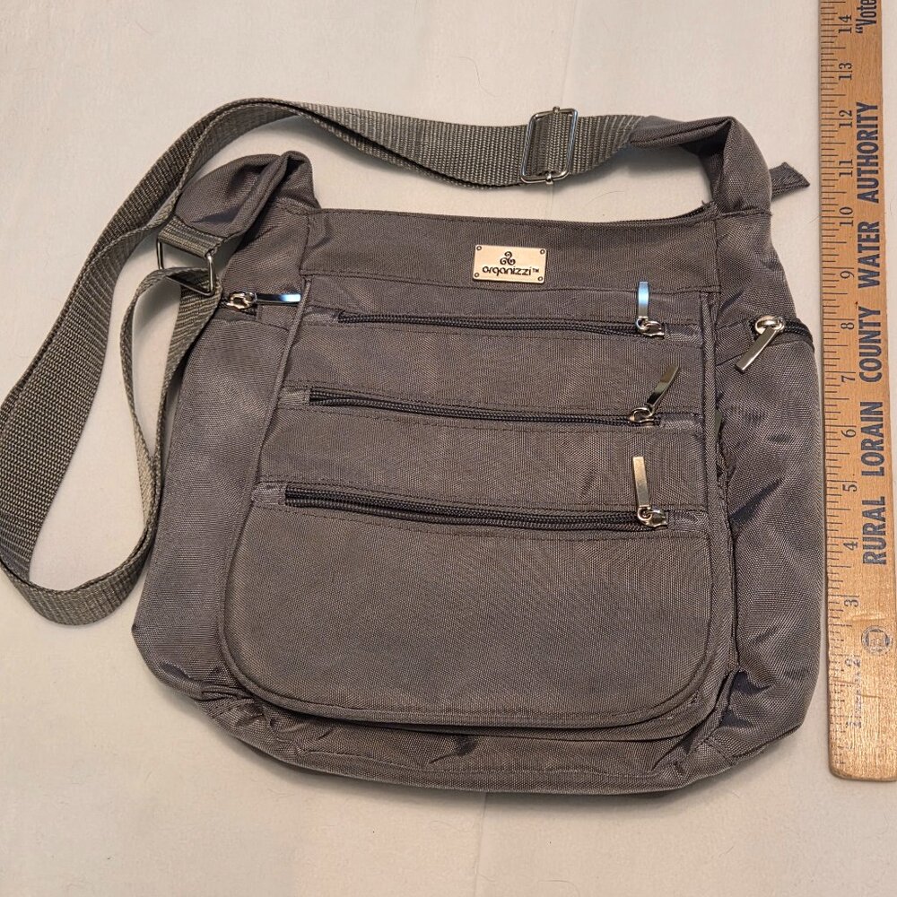 Organizzi Gray Crossbody Travel Bag Many Zippered Pockets